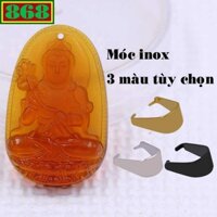 Mặt dây chuyền Phật Đại thế chí pha lê trà 2.2 x 3.6cm, 3.2 x 5cm kèm vòng cổ dây dù nâu + móc inox, Phật bản mệnh