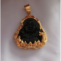 Mặt dây chuyền phật Di Lặc bọc thép titan không đen không gỉ cưòi vui vẻ bình an may mắn