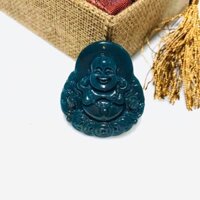 MẶT DÂY CHUYỀN PHẬT DI LẶC ĐÁ CANXEDON XANH THIÊN NHIÊN TẶNG KÈM DÂY ĐEO