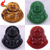 Mặt dây chuyền Phật Di lặc kèm vòng cổ dây cao su đen + móc inox vàng, mặt dây chuyền Phật cười