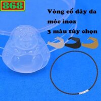Mặt dây chuyền Phật Di lặc mã não trắng size trung kèm vòng cổ dây da + móc inox, mặt dây chuyền Phật cười