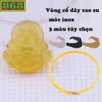 Mặt dây chuyền Phật Di lặc pha lê vàng 3.3cm x 3.5cm kèm vòng cổ dây cao su + móc inox, mặt dây chuyền Phật cười