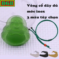Mặt dây chuyền Phật Di lặc pha lê xanh lá 4.5 cm ( size lớn ) kèm vòng cổ dây dù xanh lá + móc inox, mặt dây chuyền Phật