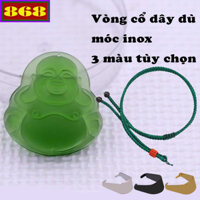 Mặt dây chuyền Phật Di lặc pha lê xanh lá 4.5 cm ( size lớn ) kèm vòng cổ dây dù xanh lá + móc inox