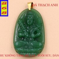 Mặt Dây Chuyền Phật Hư Không Tạng Bồ Tát đá Xanh Lá 3.6cm - Mặt Size Nhỏ - Tặng Kèm Móc Inox