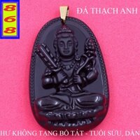 Mặt Dây Chuyền Phật Hư Không Tạng Bồ Tát đá Đen 5cm - Mặt Size Lớn - Tặng Kèm Móc Inox