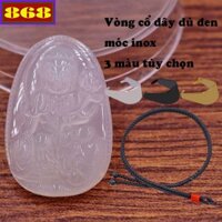 Mặt dây chuyền Phật Phổ hiền mã não trắng 2.2 x 3.6cm, 2.9 x 4.5cm kèm vòng cổ dây dù đen + móc inox