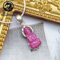 MẶT DÂY CHUYỀN PHẬT QUAN ÂM RUBY 1CM MÓC BẠC (không kèm theo dây)