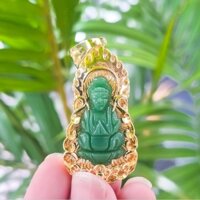 Mặt Dây Chuyền Phật Quan Âm Cẩm Xanh Cười Vui Vẻ Lokalo - Đeo Rướt May Mắn Tài Lộc
