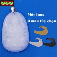 Mặt dây chuyền Phật Thiên thủ thiên nhãn đá trắng kèm móc inox, mặt Phật bản mệnh, Quan âm