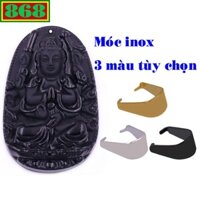 Mặt dây chuyền Phật Thiên thủ thiên nhãn đá đen kèm móc inox, mặt Phật bản mệnh, Quan âm