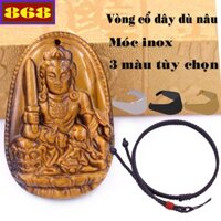 Mặt dây chuyền Phật Văn thù đá mắt hổ 2.2 x 3.6cm, 2.9 x 4.5cm kèm vòng cổ dây dù nâu + móc inox