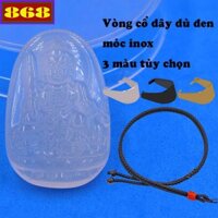 Mặt dây chuyền Phật Văn thù mã não trắng 2.2 x 3.6cm, 2.9 x 4.5cm kèm vòng cổ dây dù đen + móc inox