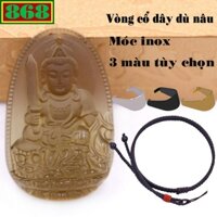 Mặt dây chuyền Phật Văn thù pha lê nâu 2.2x3.6cm, 3.2x5cm kèm vòng cổ dây dù nâu + móc inox, Phật bản mệnh