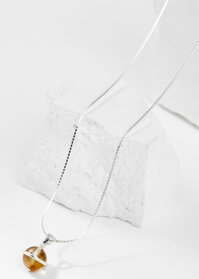 Mặt Dây Chuyền Phong Thủy Đá Thạch Anh Tóc Vàng 1 Hạt Tặng Dây Chuyền Bạc 8mm Mệnh Thổ, Kim Ngọc Quý Gemstones