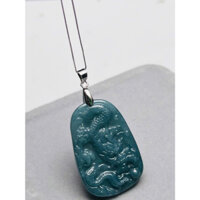 Mặt dây chuyền rồng ôm châu đá lam ngọc thiên nhiên