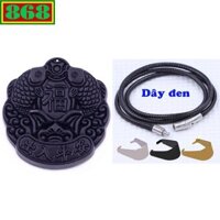 Mặt dây chuyền song ngư đá đen kèm vòng cổ dây cao su 3 ly + móc inox