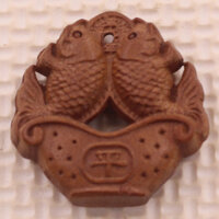 Mặt dây chuyền Song Ngư Gỗ Đào kèm vòng cổ dây đeo - Mặt dây chuyền phong thủy Gỗ - Mặt  Dây Cao su đen - Móc vàng