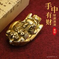 Mặt dây chuyền tay Phật bằng đồng thau nguyên khối, tượng Tỳ hưu bằng đồng, trang trí phòng khách, bàn làm việc, di động cho nam giới