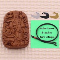 Mặt dây chuyền Thần tài Gỗ Đào kèm dây đeo - Mặt dây chuyền tài lộc, Mặt Gỗ Phong thủy May mắn - Mặt  Dây dù  - Móc vàng