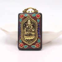 Mặt dây chuyền thần Voi Ganesha bằng gỗ mun tặng dây đeo