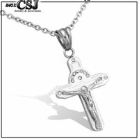 Mặt dây chuyền thánh giá chúa giê su inox không đen md018 Pitaca