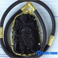 MẶT DÂY CHUYỀN THÁNH QUAN CÔNG ĐÁ OBSIDIAN BỌC GOLD MQC.069