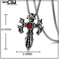 Mặt dây chuyền thánh viên đá đỏ và đen giá đep độc đáo md165 Pitaca