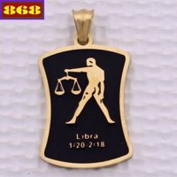 Mặt dây chuyền Thiên Bình- Libra inox vàng kèm móc inox, Cung hoàng đạo