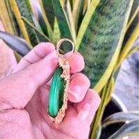 Mặt Dây Chuyền Thiên Long Đá Xanh Mạ Vàng Cao Cấp - Khoá Móc Đủ Dây 10 Ly - Hàng Nhập Khẩu - Đeo Ngầu Như Đại Gia Lokalo