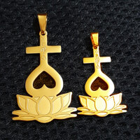 Mặt dây chuyền thiên tâm cao cấp full màu vàng không đen, không gỉ, đem lại bình an, may mắn cho người đeo - 5cm