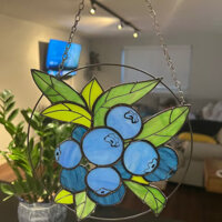 Mặt dây chuyền thủy tinh màu Trang trí việt quất Mặt dây chuyền hoa Cửa sổ sân vườn Treo Quà tặng Ngày của mẹ Tùy chỉnh Chất lượng cao Hàng có sẵn