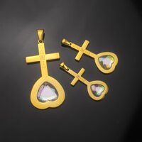 Mặt Dây Chuyền Titan Phong Thủy Thiên Tâm Đạo Cách Điệu Chữ Vạn Đính Pha Lê Nhân Tạo (Giá chưa bao gồm dây)