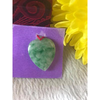 MẶT DÂY CHUYỀN TRÁI TIM BÔNG TRẮNG XANH LÁ BÓNG ĐẸP  SIZE DÀI 27MMX NGANG 22MM X SÂU 6MM CHẤT LIỆU ĐÁ CẨM THẠCH TỰ NHIÊN