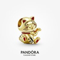 Mặt dây chuyền trang sức bạc Sterling S925 chính hãng Pandora 100% Mặt Dây chuyền vòng tay hạt charm mèo may mắn dễ thương mạ Vàng Pandora