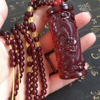 Mặt dây chuyền trụ rồng hình hổ phách máu hổ phách mới xu hướng thời trang cao cấp khí quyển cặp đôi mặt dây chuyền trụ rồng, đặc điểm kỹ thuật là khoảng 69 * 28