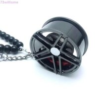 Mặt dây chuyền trung tâm bánh xe ô tô WILLISME, Mặt dây chuyền giảm xóc Hip-hop sành điệu, Hạt đen bóng độc đáo Hợp kim kẽm treo trang trí tự động