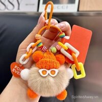 Mặt dây chuyền túi bóng than nhỏ bằng lông rái cá dễ thương, đồ trang trí nhồi bông, đồ chơi treo, móc khóa xe hơi