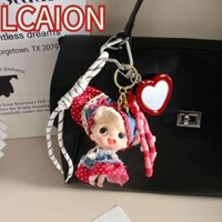 Mặt dây chuyền túi LCAION, với gương Mini Túi búp bê hoạt hình quyến rũ, Túi đựng chìa khóa ô tô nhiều màu cầm tay tinh tế
