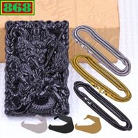 Mặt dây chuyền tượng Quan công đá đen chữ nhật kèm dây chuyền inox rắn + móc inox