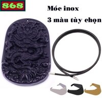 Mặt dây chuyền tượng rồng đá đen ( size lớn - XXL ) kèm vòng cổ dây cao su đen + móc inox, vòng cổ dây chuyền