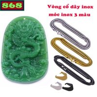 Mặt dây chuyền tượng rồng đá xanh kèm dây chuyền inox rắn + móc inox