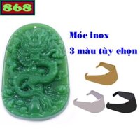 Mặt dây chuyền tượng rồng đá xanh size lớn kèm móc inox, thìn, Phật bản mệnh