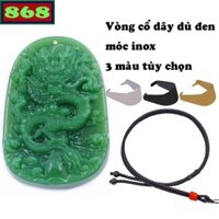 Mặt dây chuyền tượng rồng đá xanh kèm vòng cổ dây dù + móc inox