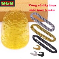 Mặt dây chuyền tượng rồng pha lê vàng kèm dây chuyền inox rắn + móc inox