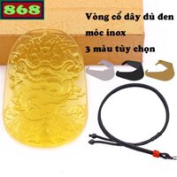 Mặt dây chuyền tượng rồng pha lê vàng ( size lớn - XXL ) kèm vòng cổ dây dù đen + móc inox, vòng cổ dây chuyền