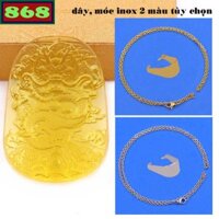 Mặt dây chuyền tượng rồng pha lê vàng ( size lớn - XXL ) kèm vòng cổ dây chuyền inox + móc inox, vòng cổ dây chuyền