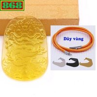 Mặt dây chuyền tượng rồng pha lê vàng kèm vòng cổ dây cao su + móc inox