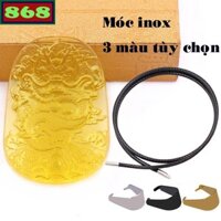 Mặt dây chuyền tượng rồng pha lê vàng ( size lớn - XXL ) kèm vòng cổ dây cao su đen + móc inox, vòng cổ dây chuyền