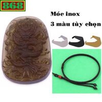 Mặt dây chuyền tượng rồng pha lê nâu (size lớn) kèm vòng cổ dây dù đen + móc inox